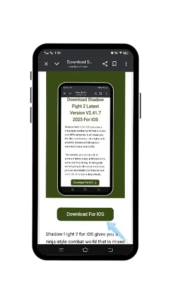 Click on the Download for iOS button to get Shadow Fight 2 file.