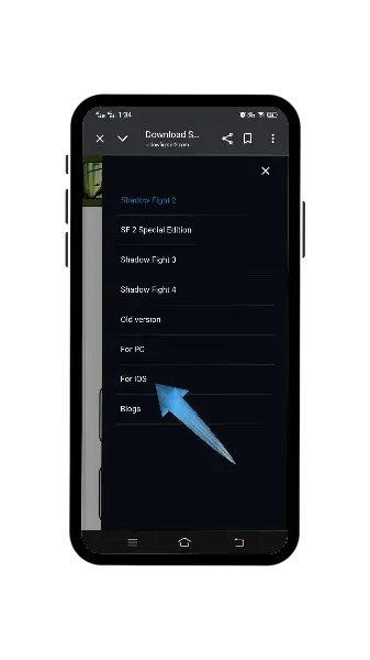 Tap the three-line menu icon on the top right corner of the Shadow Fight 2 website.